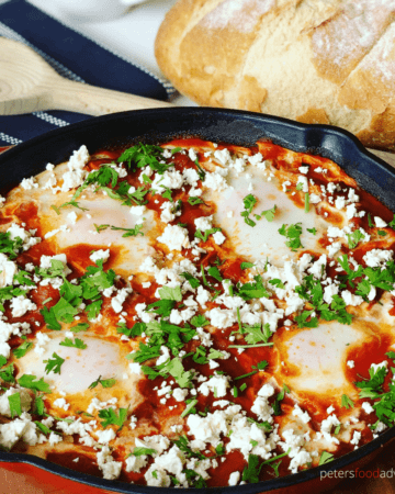 This Shakshuka recipe is one of my favorite Middle Eastern meals. Colorful, spicy and delicious. An simple dish with everyday ingredients your family will love. Eggs in Tomato Sauce, perfect for breakfast, brunch or dinner.