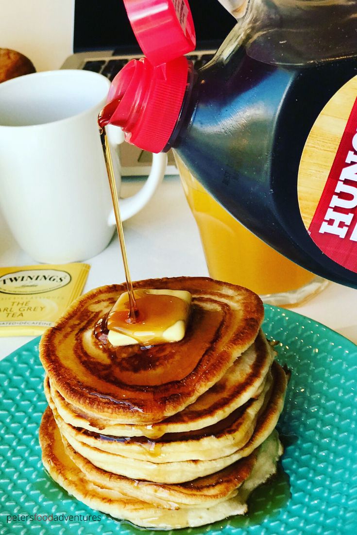 syrup over pancakes