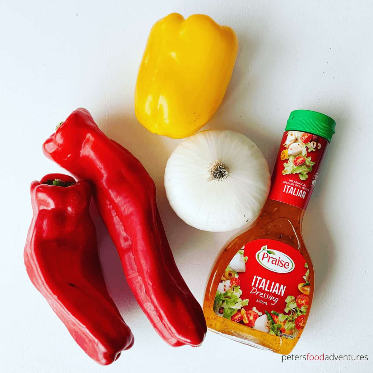 sweet pepper salad ingredients with italian dressing