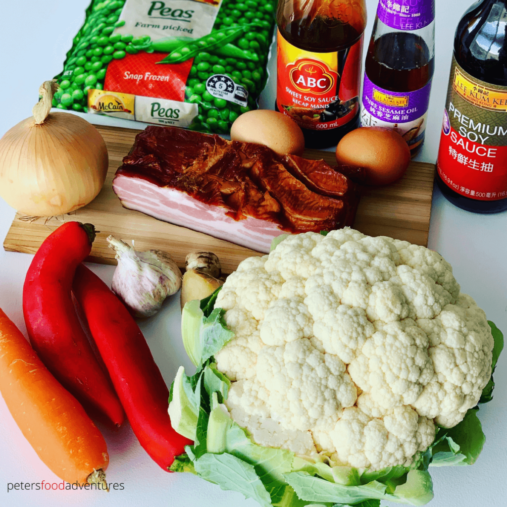 ingredients for cauliflower fried rice
