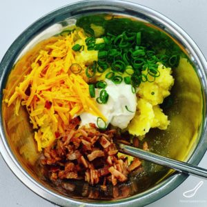 Stuffed Potatoes ingredients in a bowl