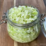 pickled cabbage in a glass jar