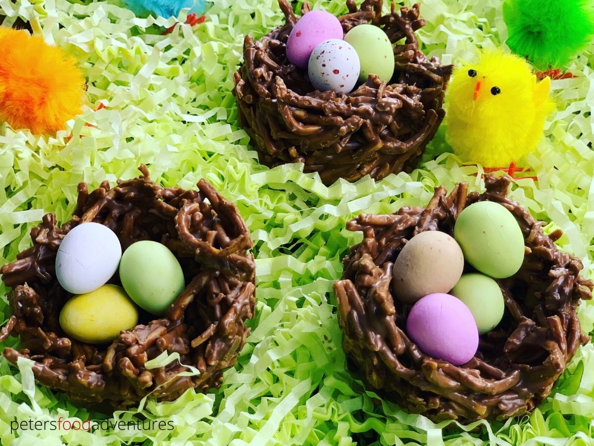 chocolate eggs in cookie nest