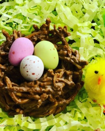 chocolate eggs in cookie nest