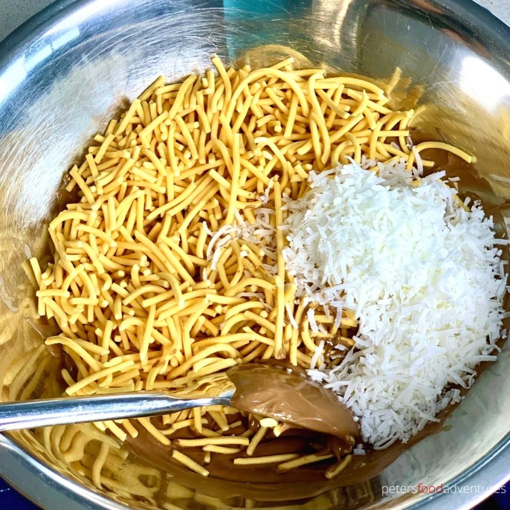 chow mein and coconut