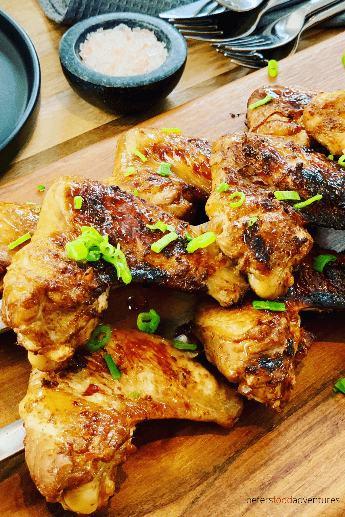 grilled chicken wings on skewers