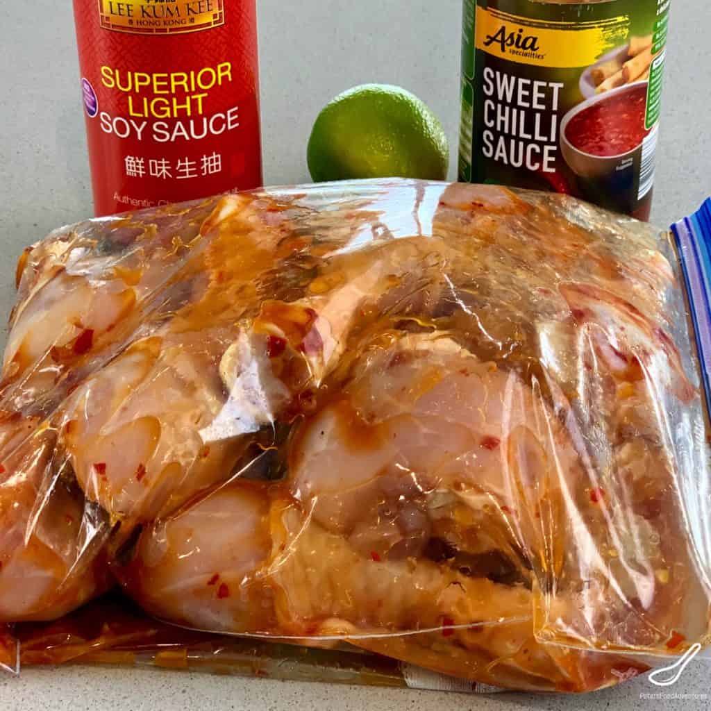 chicken marinating in a Ziplock bag