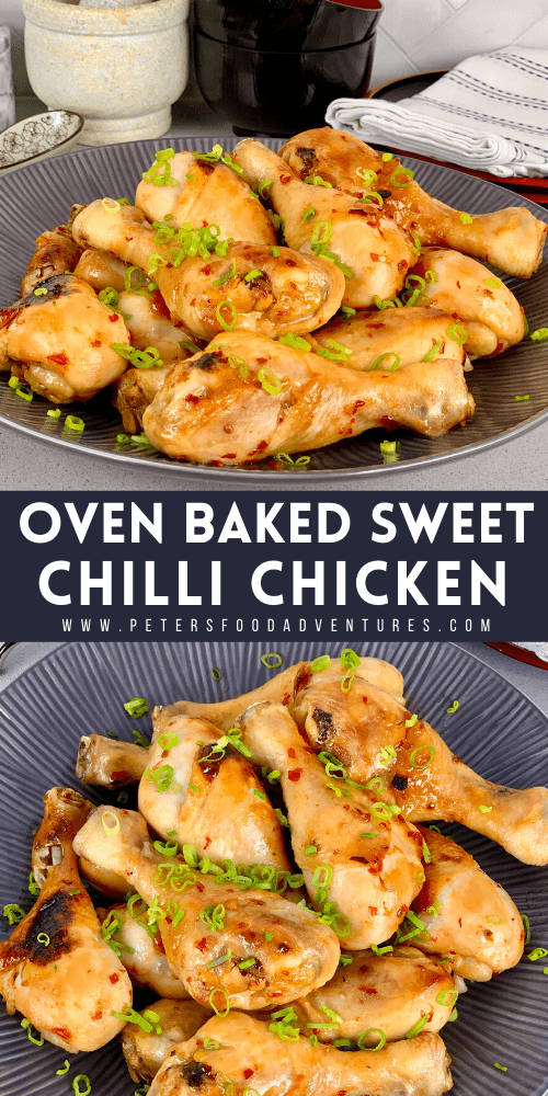 A Sweet Chilli Chicken Marinade, perfect for a baked chicken drumstick dinner. Sticky, sweet and spicy, with authentic Thai flavors. Baked or grilled, an Asian favorite that’s incredibly easy to make for a weeknight dinner.