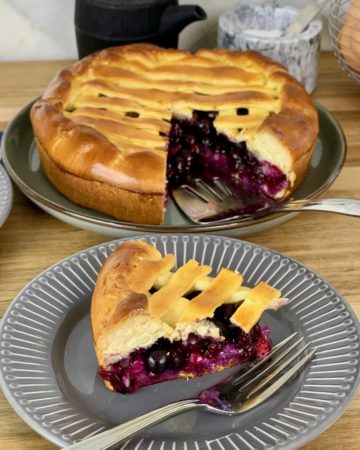 Russian Blueberry Pie made with Yeast Dough