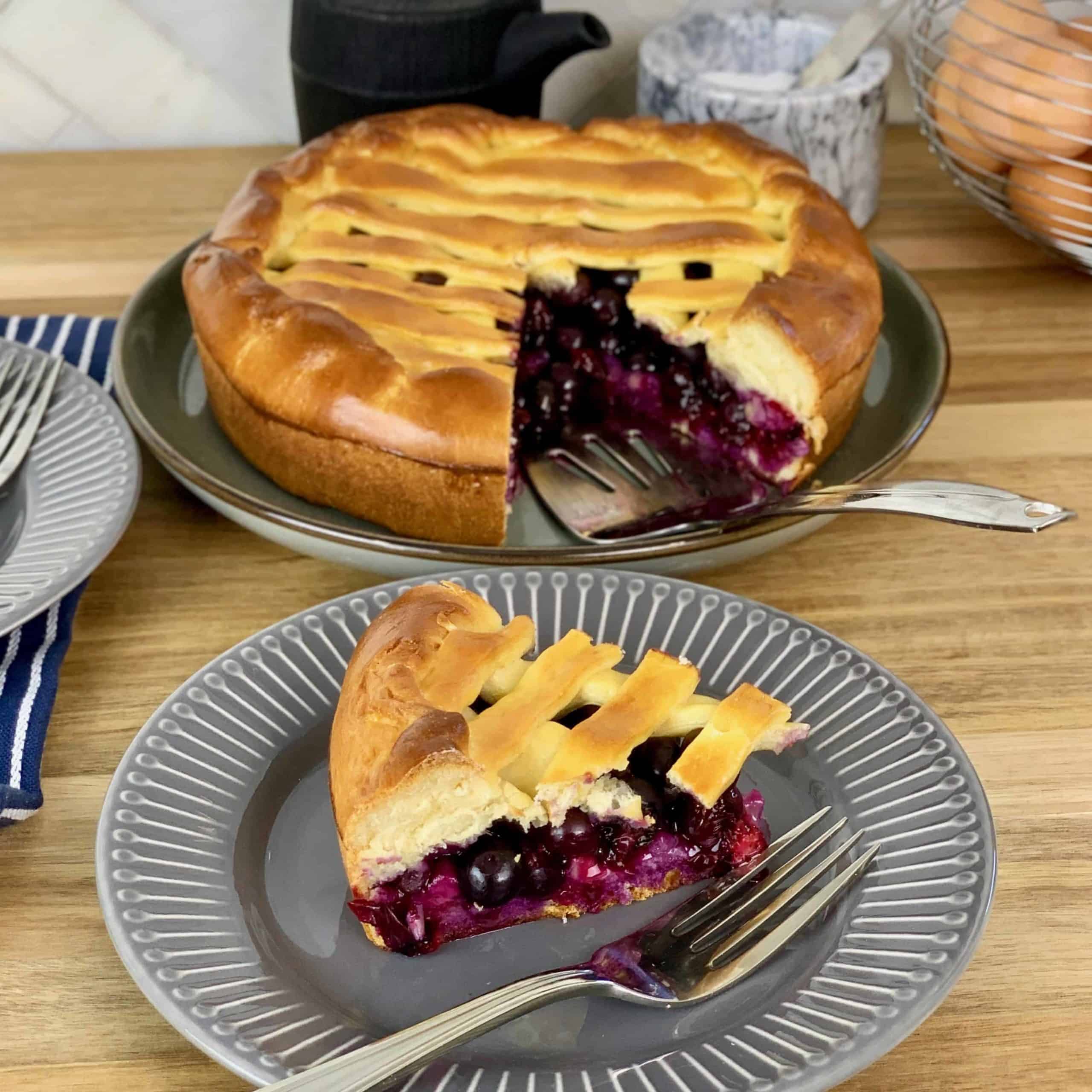 Russian Blueberry Pie made with Yeast Dough