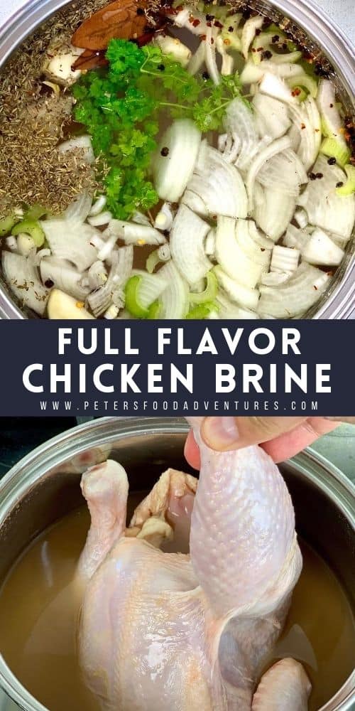 Two flavorful chicken brine recipe that are both moist, tender and juicy. A wet brine and a dry brine recipe that you can use for any poultry, ready to roast or in a smoker for smoked chicken.
