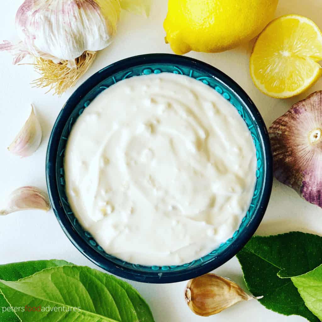 A Creamy Yogurt Garlic Sauce is perfect for your homemade Doner Kebab, Shawarma, Kofta, Souvlaki or Falafels. A Middle Eastern, flavor packed condiment, garlic dip or spread. So simple and delicious!