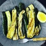 An easy and tasty way to serve a char grilled zucchini recipe. No complicated ingredients, a simple barbecued side dish that looks a little fancy.