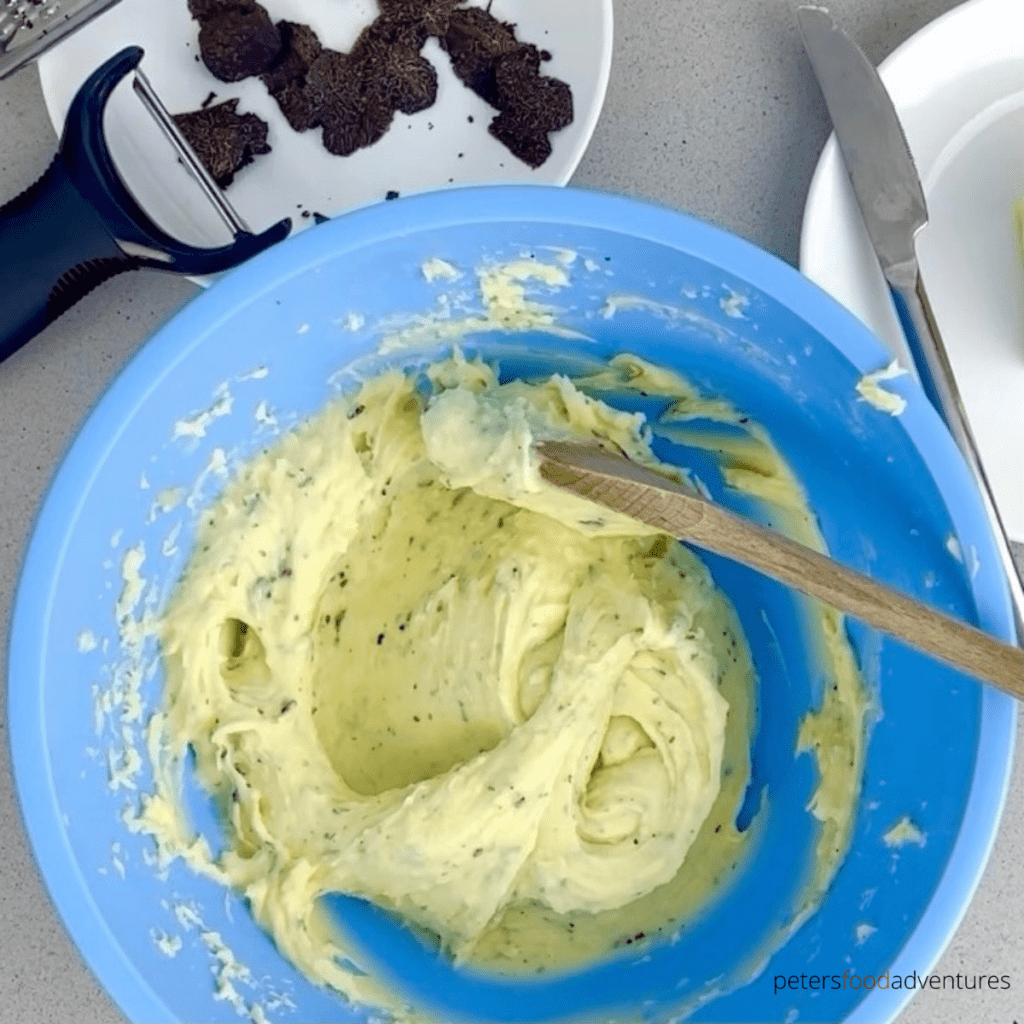 mixing truffles into mashed potatoes