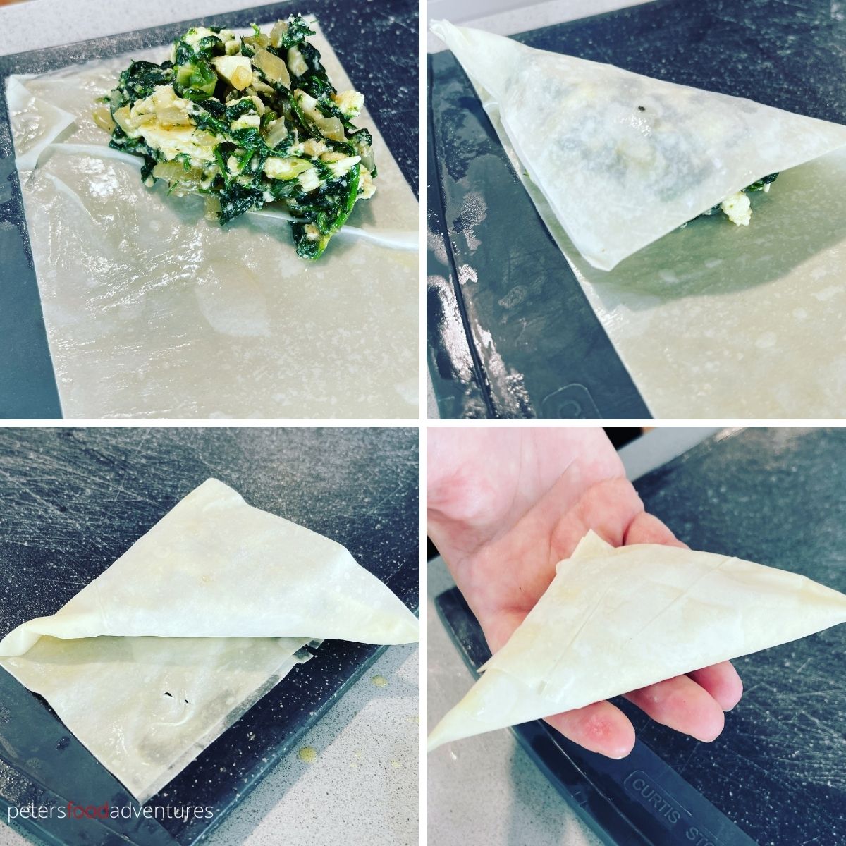 how to fold spinach triangles