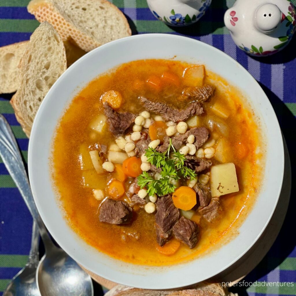 hungarian goulash soup in a bowl