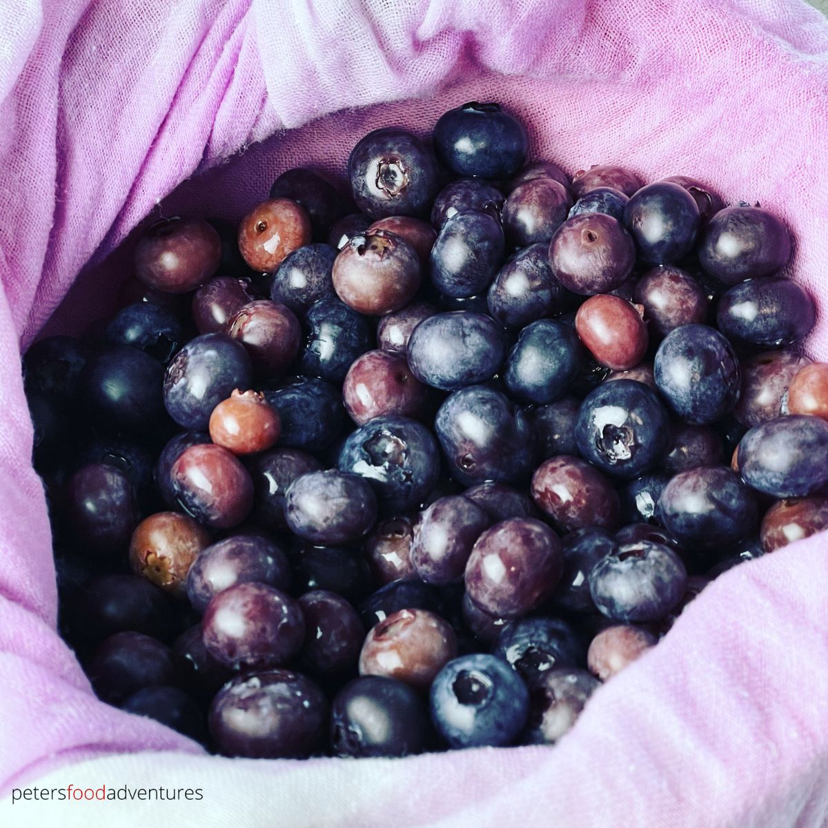 strained blueberries