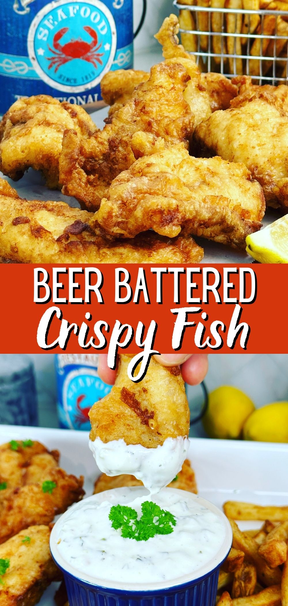 beer battered fish and sauce