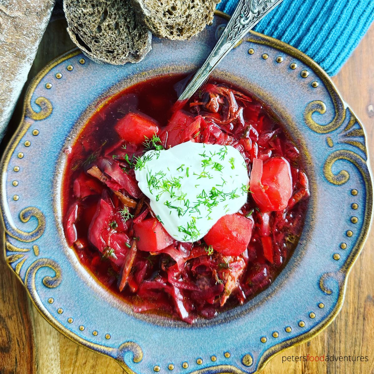 bowl of beet borscht