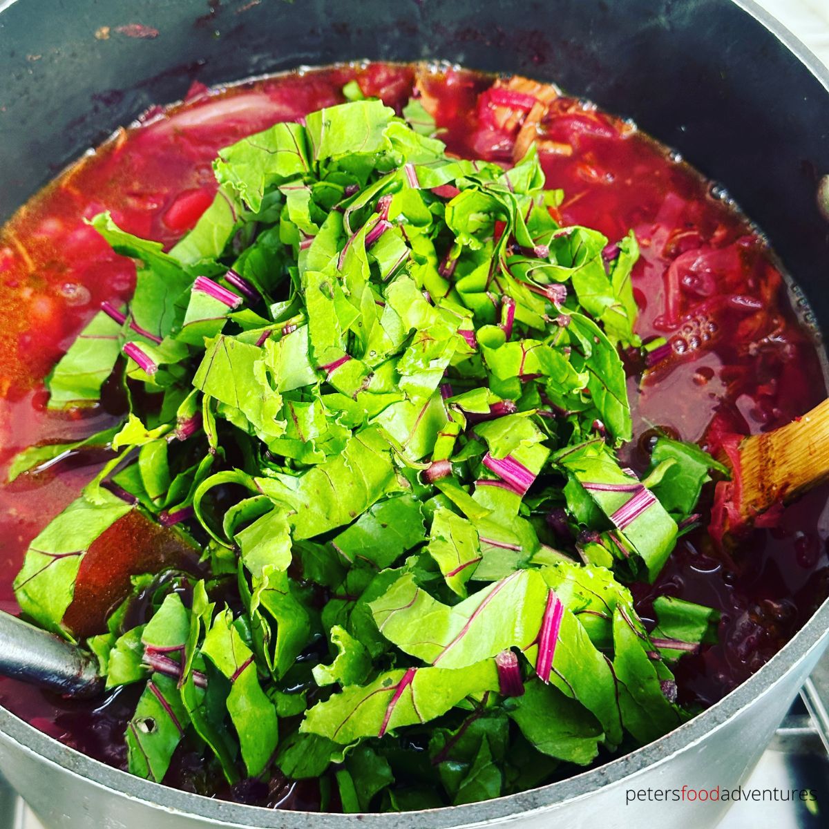 beet leaves in borscht