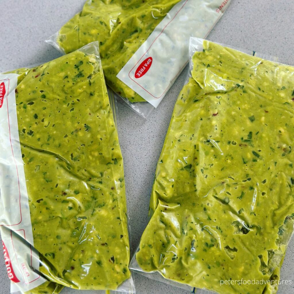 guacamole in Ziploc bags