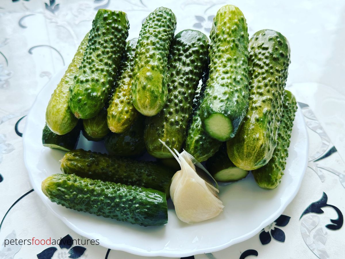 pickles stacked on a plate