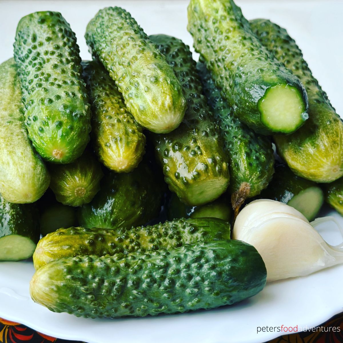pickles stacked on a plate