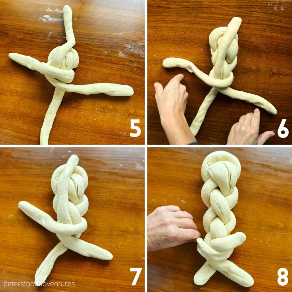 step by step braiding zopf dough