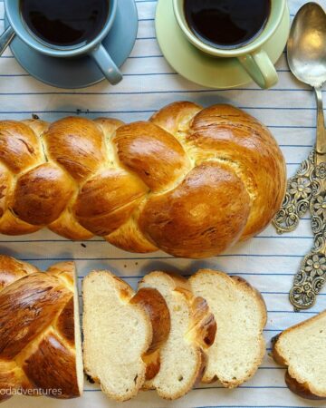 zopf braided bread on table