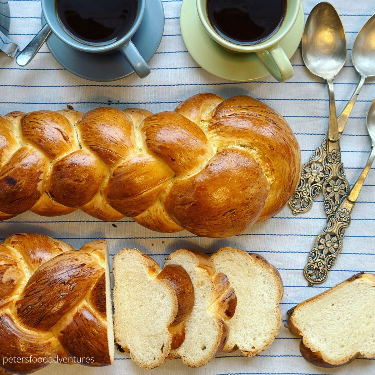 zopf braided bread on table