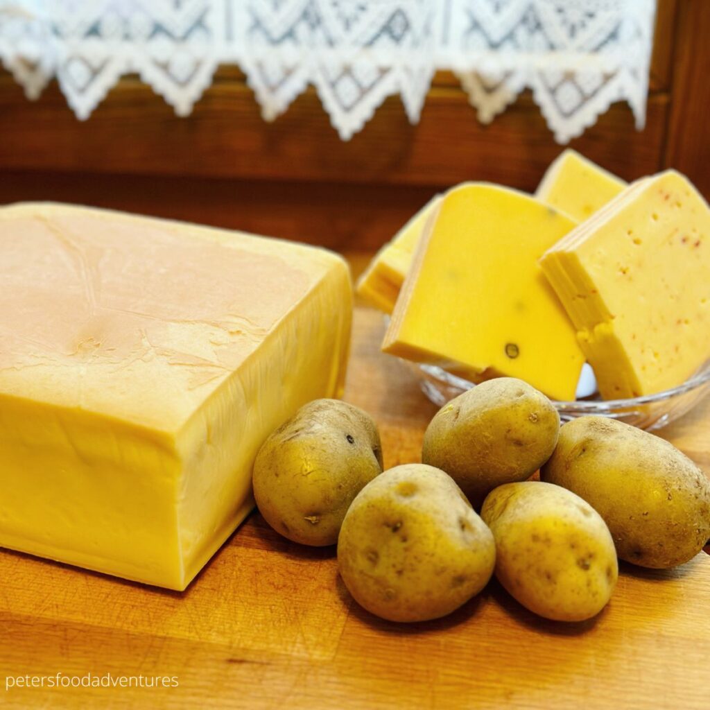 raclette cheese and potatoes