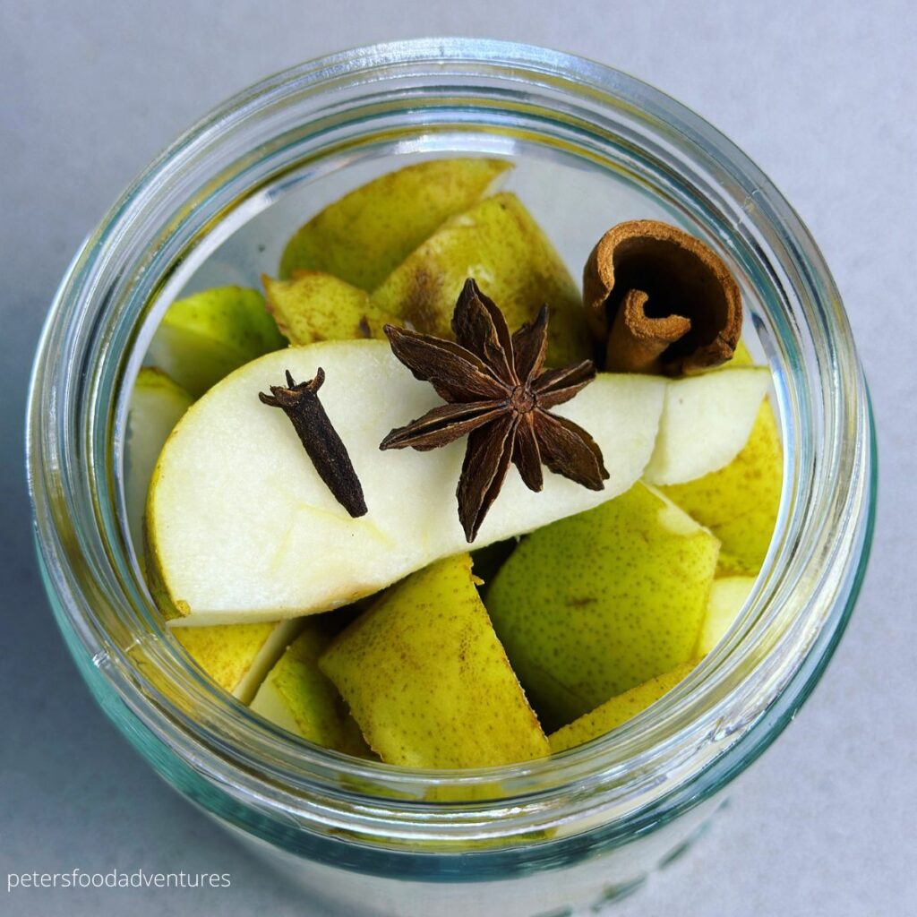 pear and spices in jar