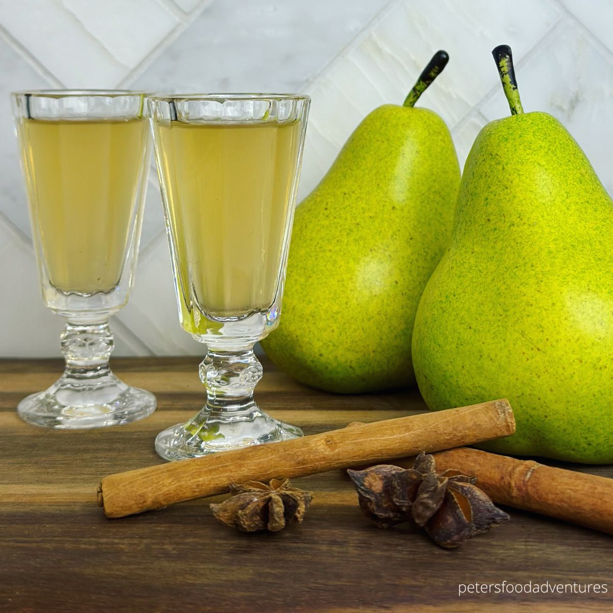 pear vodka served in shot glasses