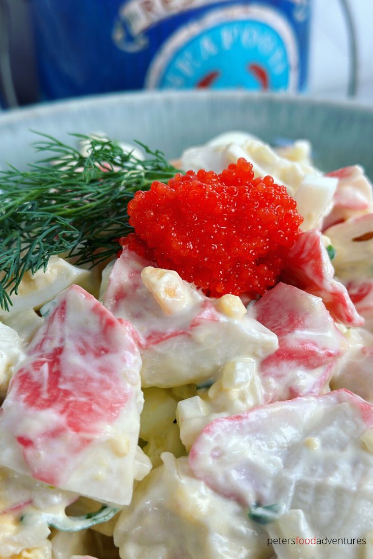 crab salad with red caviar