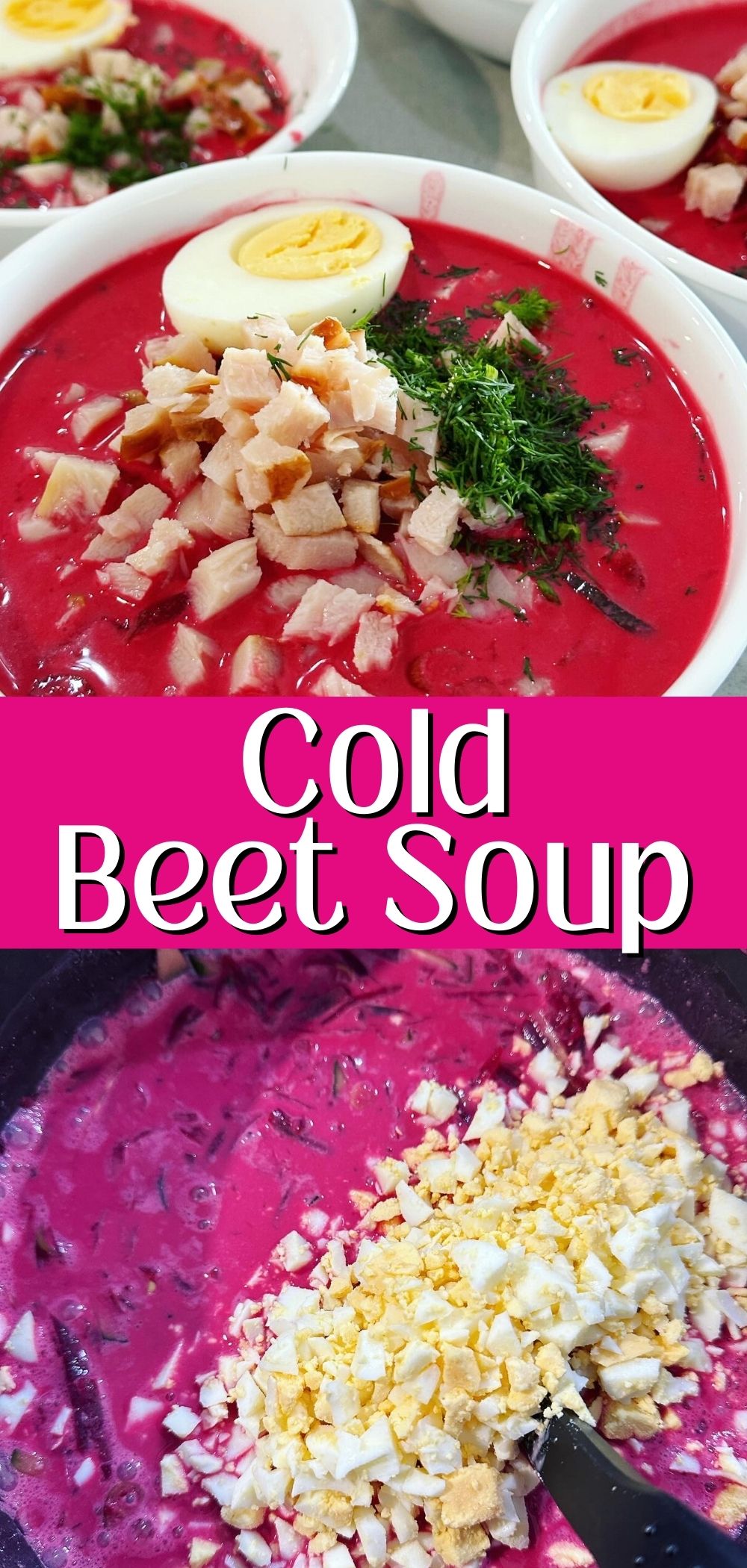 cold beet soup with smoked chicken