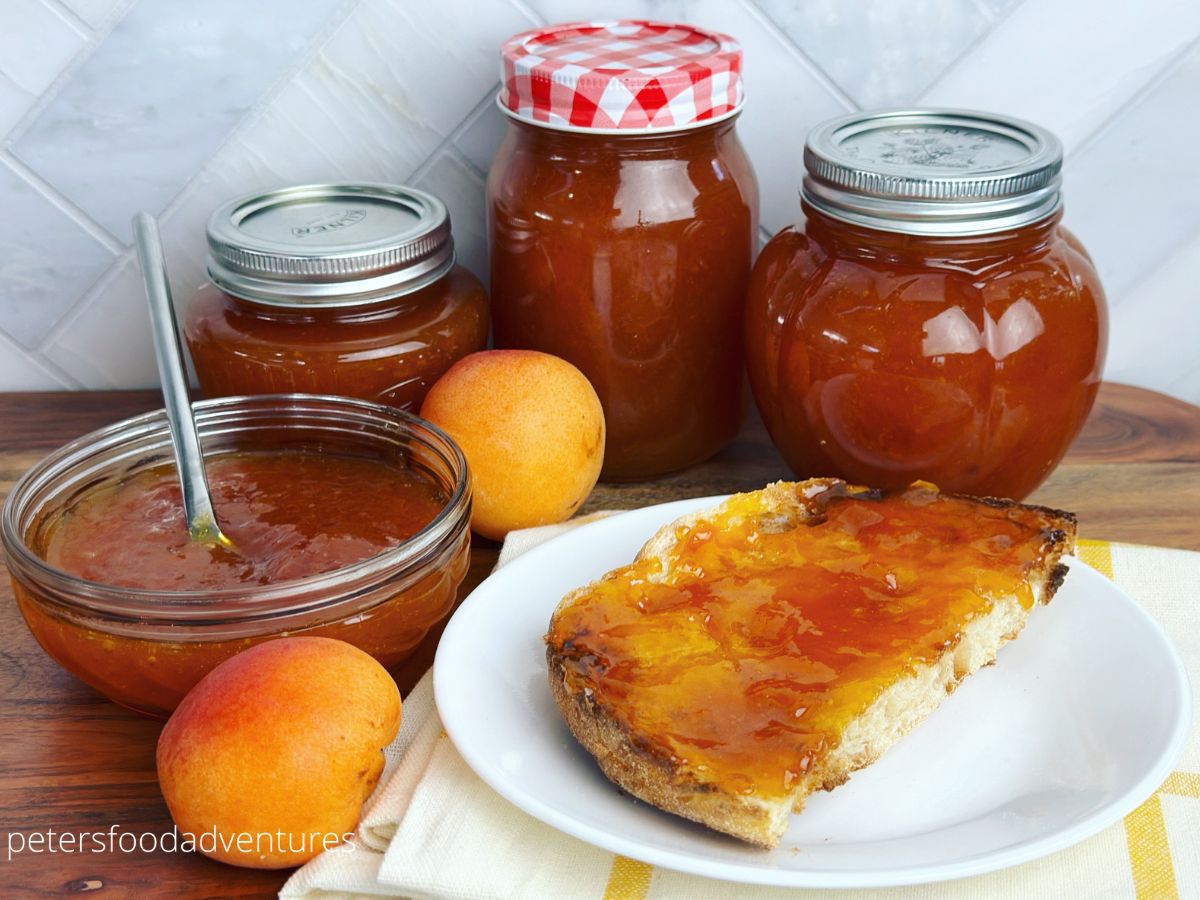 homemade apricot jam on toast