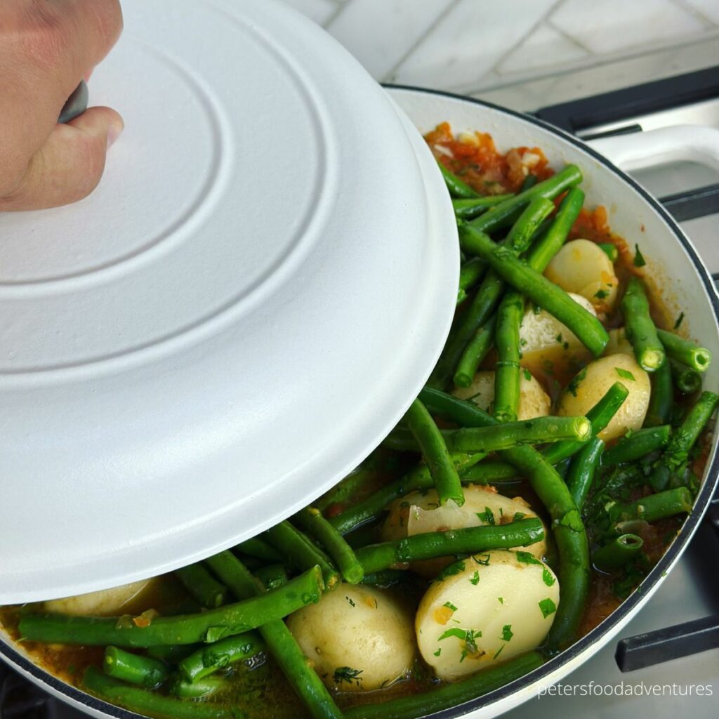 lid over green beans pan