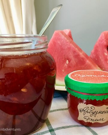 watermelon jam in jars