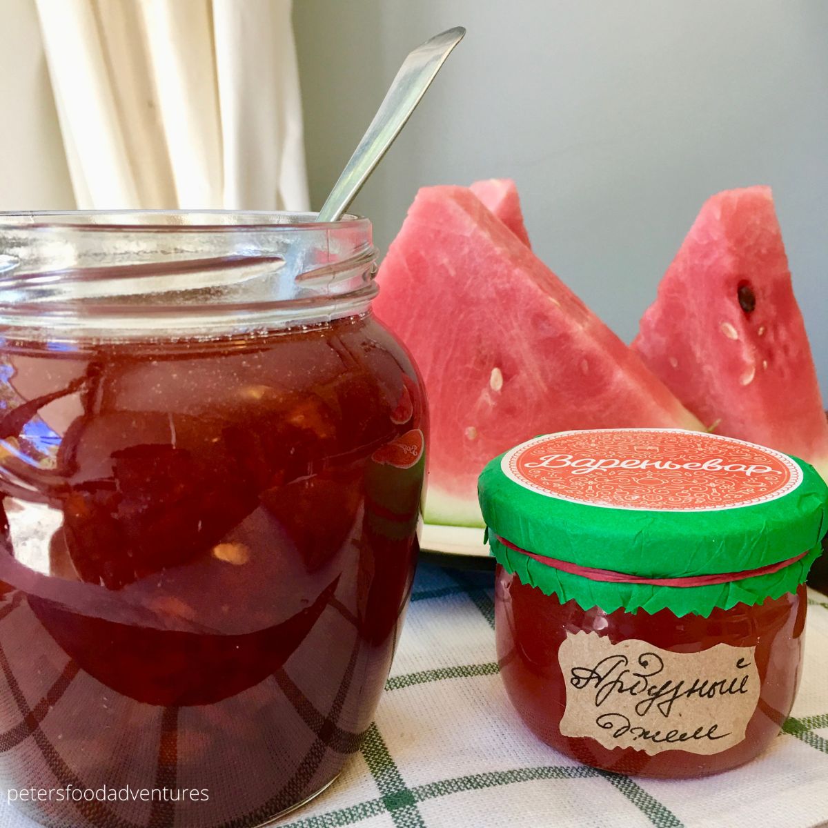 watermelon jam in jars