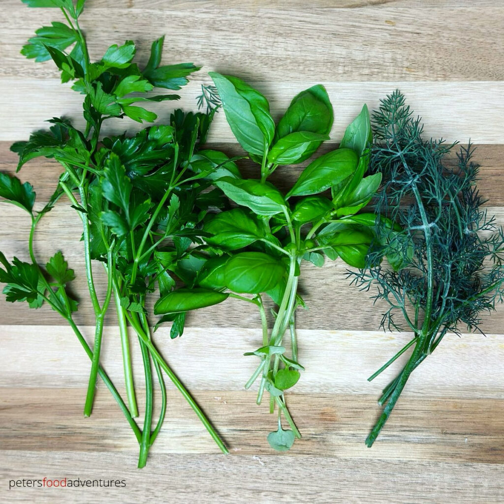 parsley, dill and basil